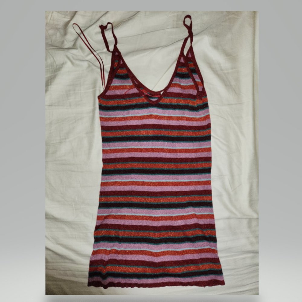 Zara striped shimmer mini dress